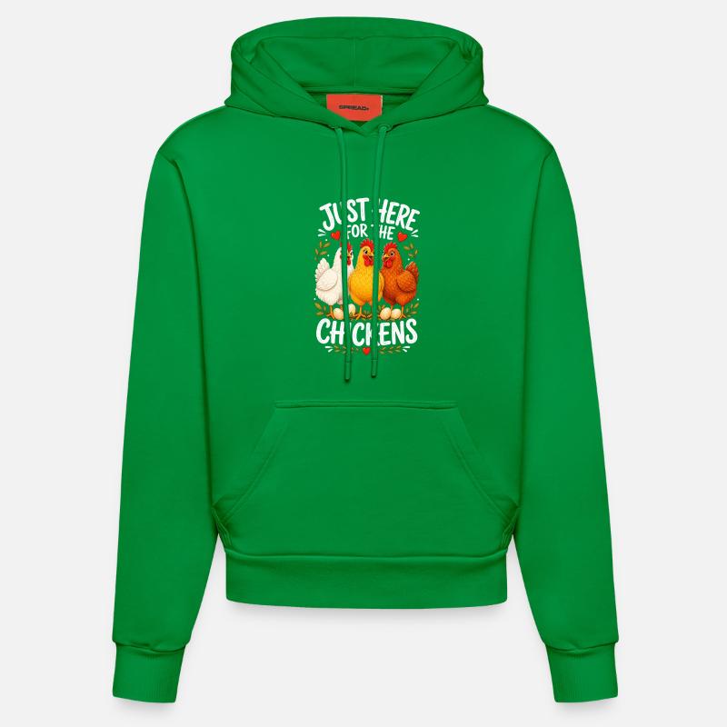 JUSTE LÀ POUR LES POULES - Sweat à capuche bio ajusté fabriqué en UE - City Green