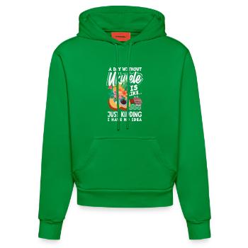 Lustiges Ukulele Designs Und Sprüche - Organic Fitted Hoodie Made in EU - City Green - Vorne
