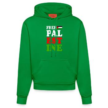 Free palestine - Sweat à capuche bio ajusté fabriqué en UE - City Green - Devant
