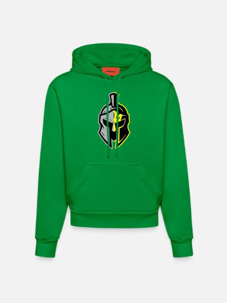 Spartan Helmet Icon - Organic Fitted Hoodie Made in EU - City Green