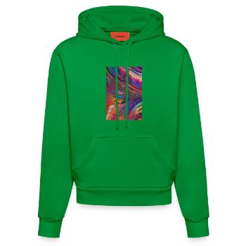 Art abstrait - Sweat à capuche bio ajusté fabriqué en UE - City Green - Devant