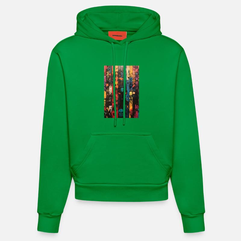 Illustration de panneau de crâne coloré - Sweat à capuche bio ajusté fabriqué en UE - City Green