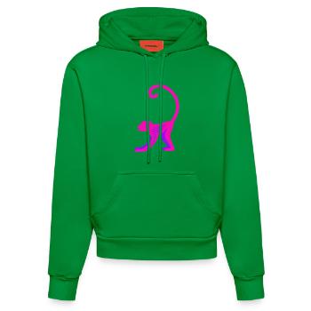 Neon Pink Monkey - Organic Fitted Hoodie Made in EU - City Green - Vorne