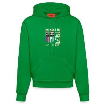 1976 Jahrgang Vintage Retro Geburtstag Geschenk - Organic Fitted Hoodie Made in EU - City Green - Vorne