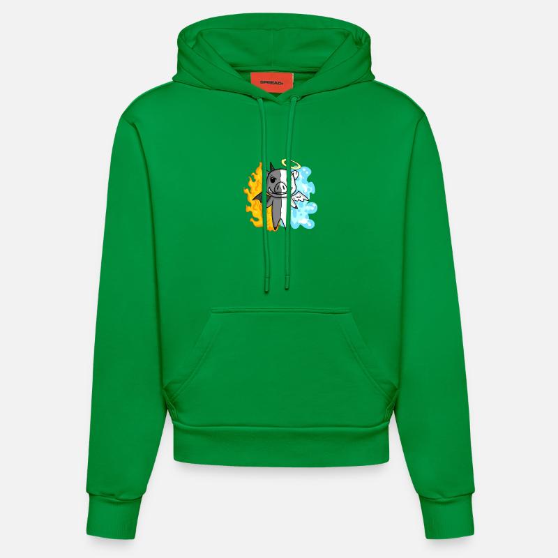 Cochon - Ange et Diable - Sweat à capuche bio ajusté fabriqué en UE - City Green