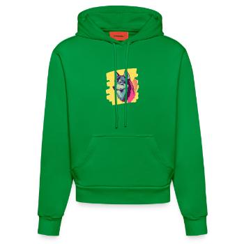 Husky - Organic Fitted Hoodie Made in EU - City Green - Front