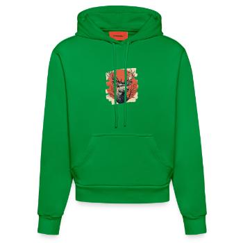 Deer with antlers - Organic Fitted Hoodie Made in EU - City Green - Front