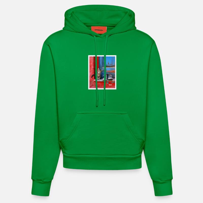 chat doux - Sweat à capuche bio ajusté fabriqué en UE - City Green