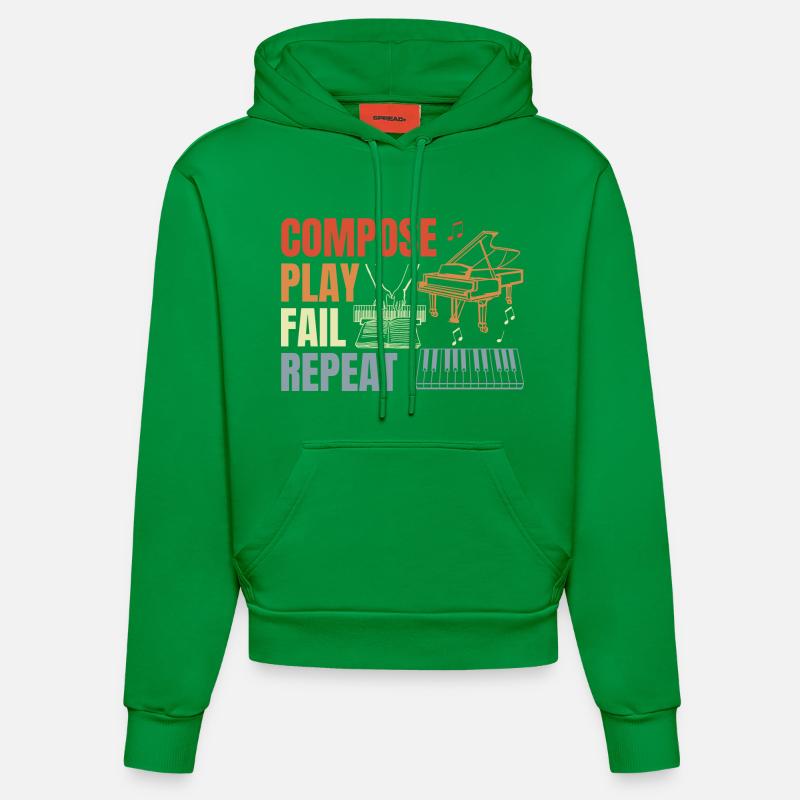 Routine de pianiste - Sweat à capuche bio ajusté fabriqué en UE - City Green