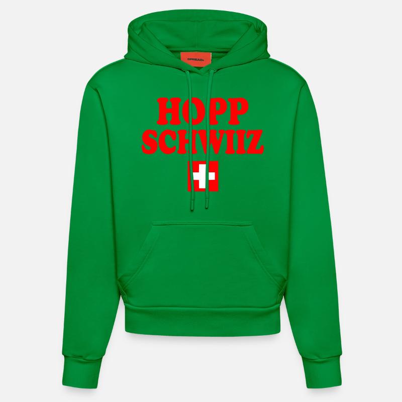 Hopp schwiiz - Sweat à capuche bio ajusté fabriqué en UE - City Green