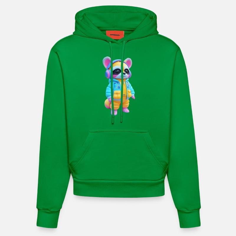 raton laveur avec casque - Sweat à capuche bio ajusté fabriqué en UE - City Green
