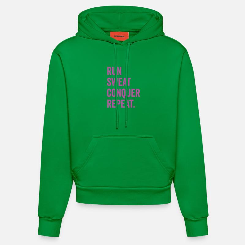 Courir. Sueur. Conquérir. Répéter. - Sweat à capuche bio ajusté fabriqué en UE - City Green