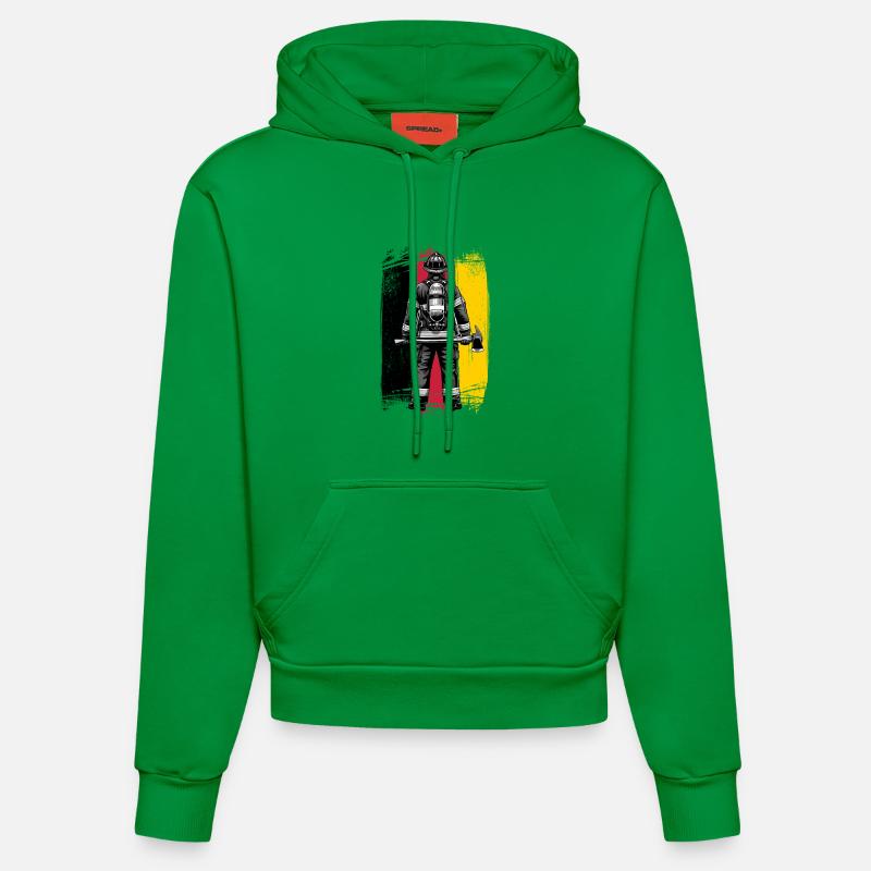 Drapeau des pompiers de l’Allemagne - Sweat à capuche bio ajusté fabriqué en UE - City Green