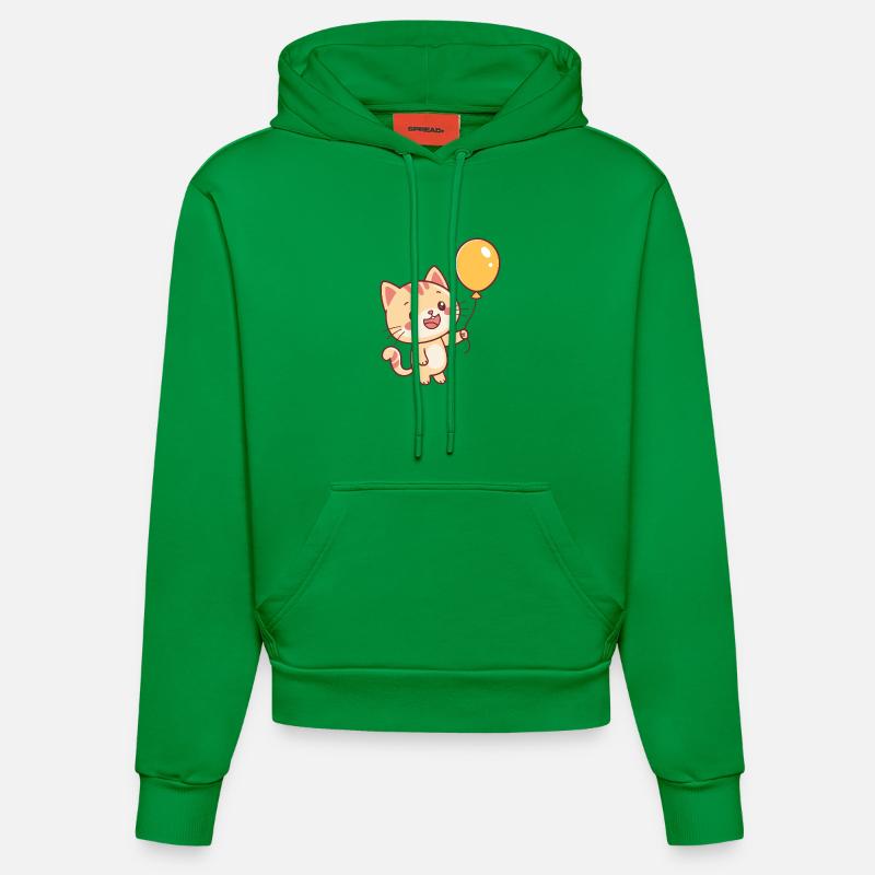 Chat Ballon Jaune Joyeux - Sweat à capuche bio ajusté fabriqué en UE - City Green