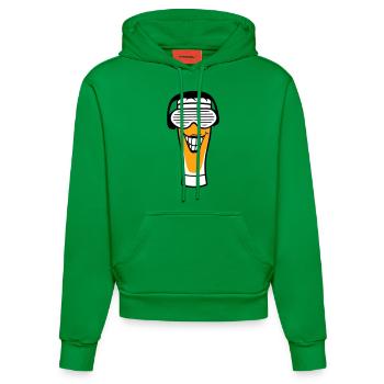 Party Beer Headphones Alcohol Glass Booze Drink - Organic Fitted Hoodie Made in EU - City Green - Front