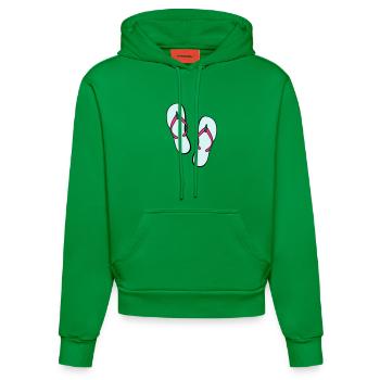 flip flops sommer beach strand party - Organic Fitted Hoodie Made in EU - City Green - Vorne