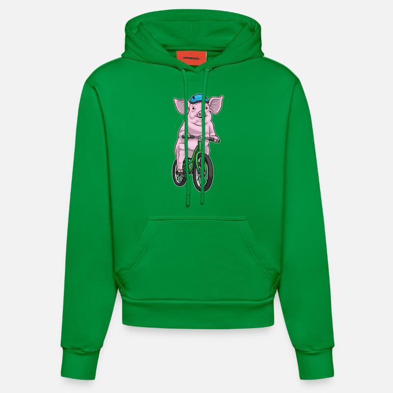 Vélo cochon - Sweat à capuche bio ajusté fabriqué en UE - City Green