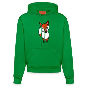 Fox Red Fox Wild Animal Clever Forest Inhabitants - Organic Fitted Hoodie Made in EU - City Green - Front