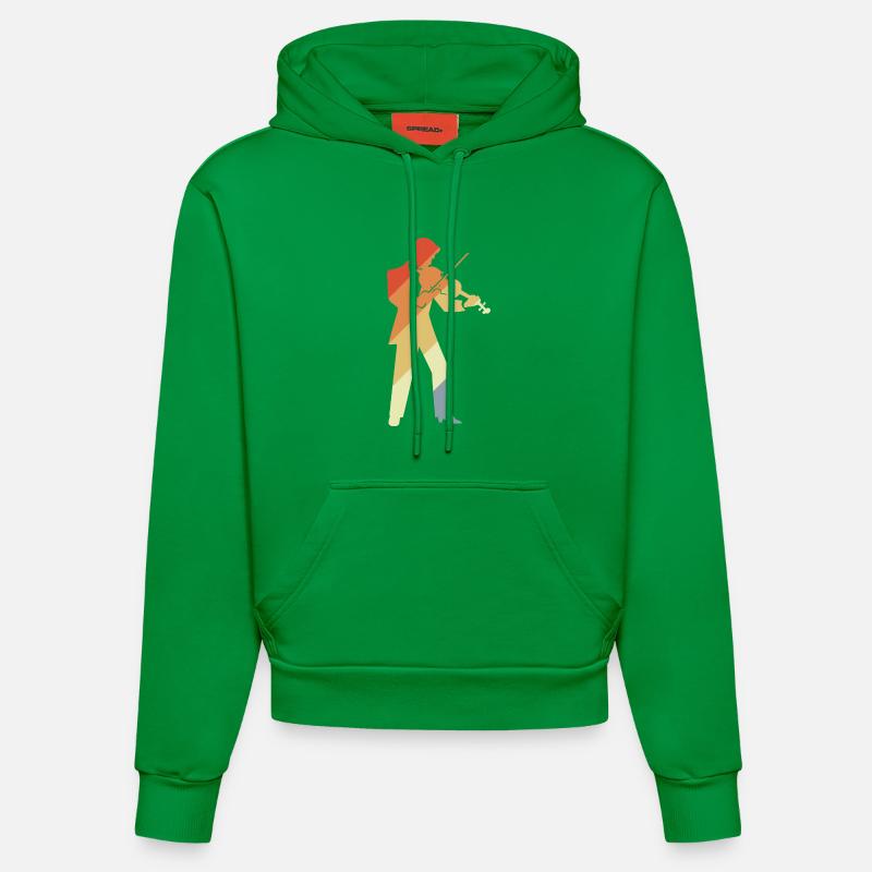 Graphique de violoniste rétro - Sweat à capuche bio ajusté fabriqué en UE - City Green
