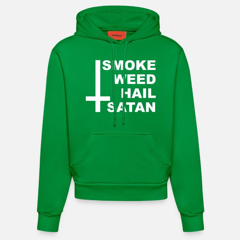 WEED SATAN FUMER HAIL - Sweat à capuche bio ajusté fabriqué en UE - City Green
