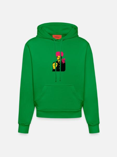 Strange Art Man - Organic Fitted Hoodie Made in EU - City Green