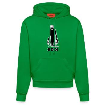 Gruselige Schattenfigur Illustration - Buh! Entwurf - Organic Fitted Hoodie Made in EU - City Green - Vorne