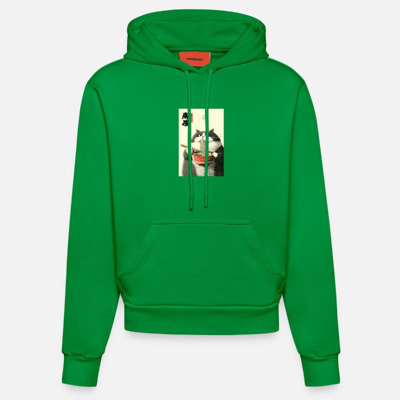 Charme ukiyo-e de chat ramen - Sweat à capuche bio ajusté fabriqué en UE - City Green