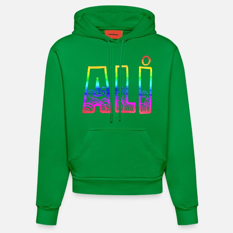 L’arc-en-ciel d’Ali R - Sweat à capuche bio ajusté fabriqué en UE - City Green