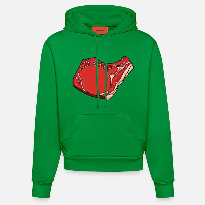 Dessin de steak - Sweat à capuche bio ajusté fabriqué en UE - City Green