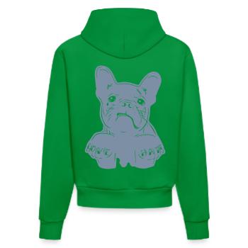Hamburger Underdog / Love and Hate / Hund / Mops - Organic Fitted Hoodie Made in EU - City Green - Hinten