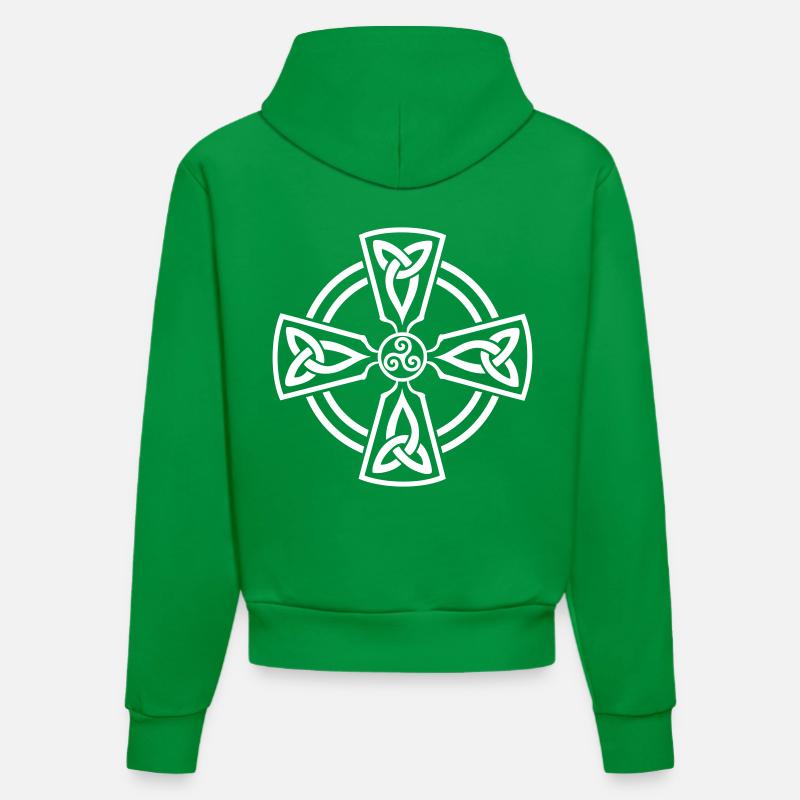 Croix Celtique - Sweat à capuche bio ajusté fabriqué en UE - City Green