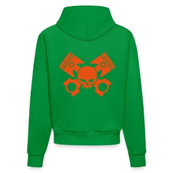 pistons - rods and skull - Organic Fitted Hoodie Made in EU - City Green - Back