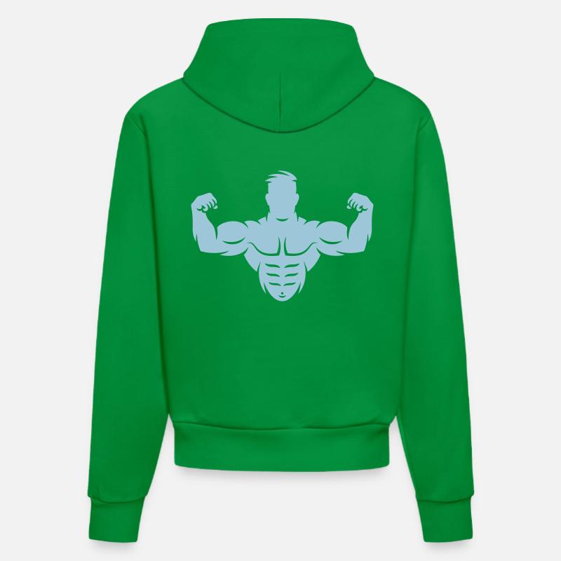 Bodybuilder (Culturisme / Biceps / Biscoteau) - Sweat à capuche bio ajusté fabriqué en UE - City Green