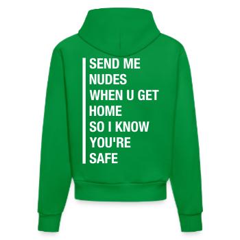 SEND ME NUDES WHEN U GET HOME. SO I KNOW... - Organic Fitted Hoodie Made in EU - City Green - Hinten