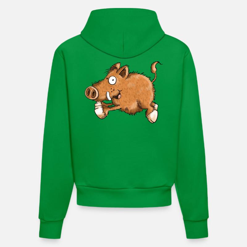 Courir Sanglier - Cochon - Cartoon - Cadeau - Sweat à capuche bio ajusté fabriqué en UE - City Green