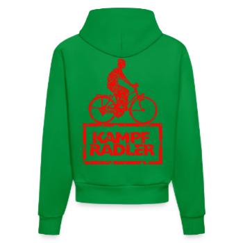 Kampfradler Fahrrad Anhänger Fahrradfahrer Sticker - Organic Fitted Hoodie Made in EU - City Green - Hinten