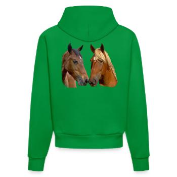 Twin Horses Embrace - Organic Fitted Hoodie Made in EU - City Green - Back