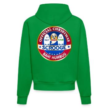 Scrooge Past Present Future Badge - Organic Fitted Hoodie Made in EU - City Green - Back