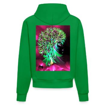 Magic Tree of Love - Organic Fitted Hoodie Made in EU - City Green - Back