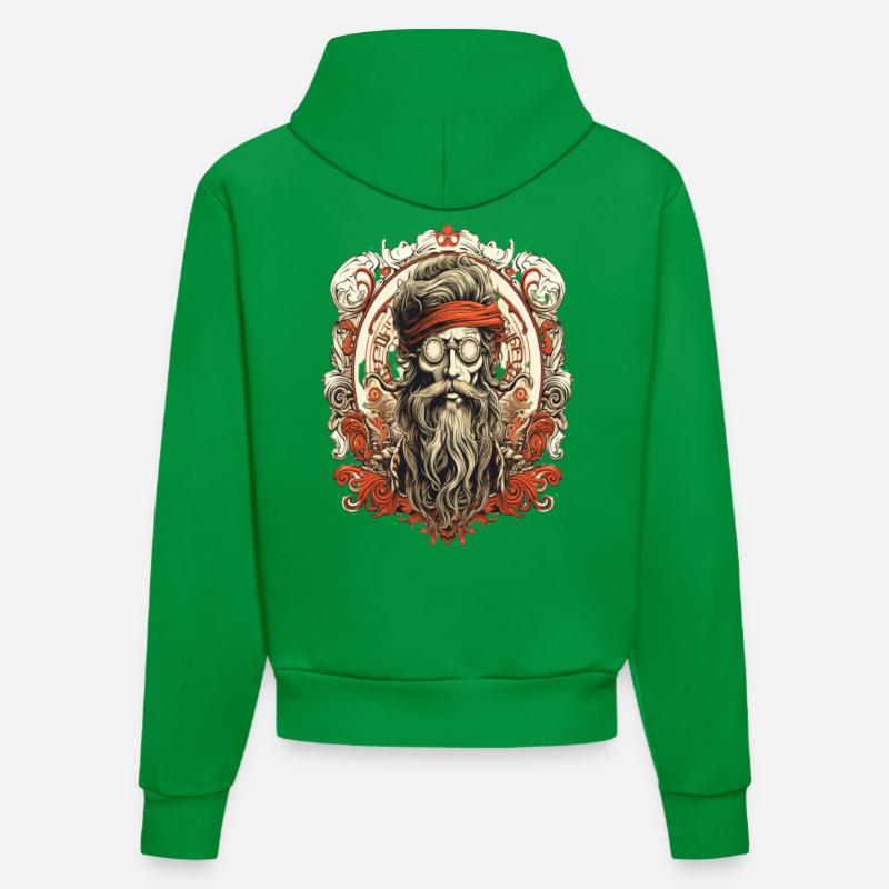 Rétro Ghost Hunter TattooDesign - Sweat à capuche bio ajusté fabriqué en UE - City Green
