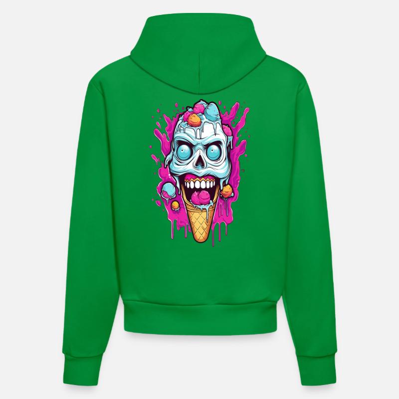 Conception de crème glacée crâne - Sweat à capuche bio ajusté fabriqué en UE - City Green