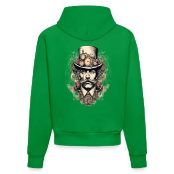 Steampunk Gentleman mit Uhren - Organic Fitted Hoodie Made in EU - City Green - Hinten