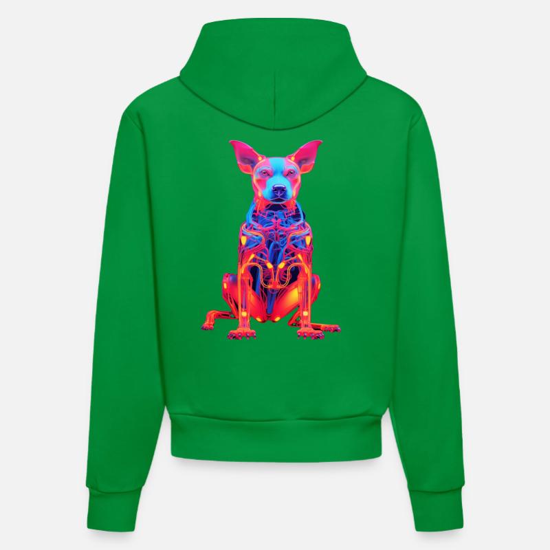 Chien néon avec design technique - Sweat à capuche bio ajusté fabriqué en UE - City Green