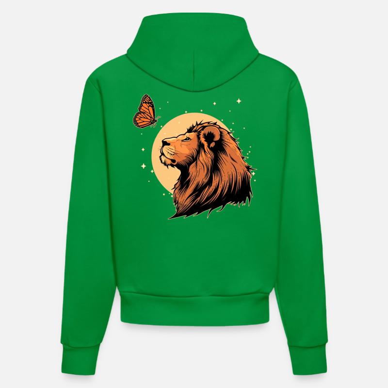 Lion avec papillon - Sweat à capuche bio ajusté fabriqué en UE - City Green