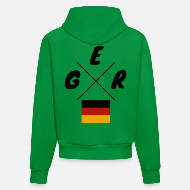 Drapeaux allemands Lettrage GER - Sweat à capuche bio ajusté fabriqué en UE - City Green