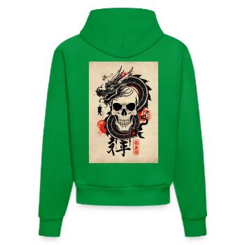 Streetwear Drache Japan Style T-Shirt - Organic Fitted Hoodie Made in EU - City Green - Hinten