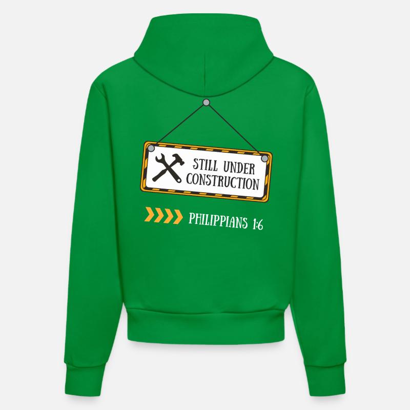 Toujours en construction – Philippiens 1:6 - Sweat à capuche bio ajusté fabriqué en UE - City Green