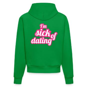I'm sick of dating – Feministisches Statement - Organic Fitted Hoodie Made in EU - City Green - Hinten