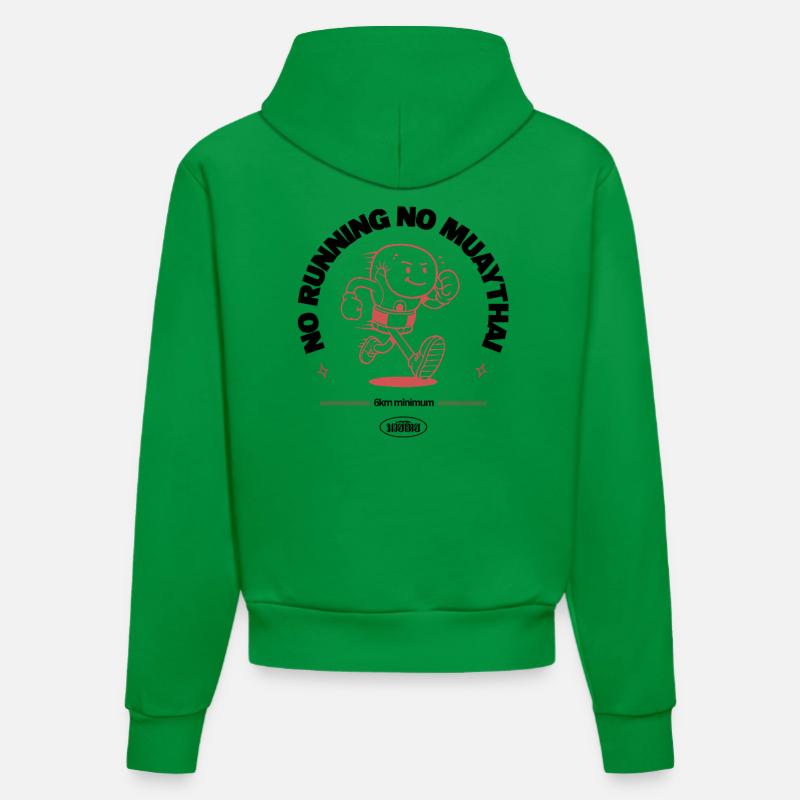 NO RUNNING NO MUAYTHAI - Sweat à capuche bio ajusté fabriqué en UE - City Green