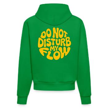 do not disturb my flow yellow branded - Organic Fitted Hoodie Made in EU - City Green - Back